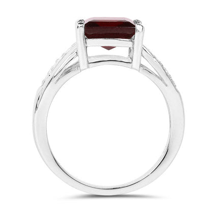 2.99 Carat Genuine Garnet and White Topaz .925 Sterling Silver Ring by Bids.com
