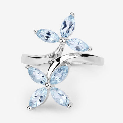 1.54 Carat Genuine Aquamarine .925 Sterling Silver Ring  DestGlow
