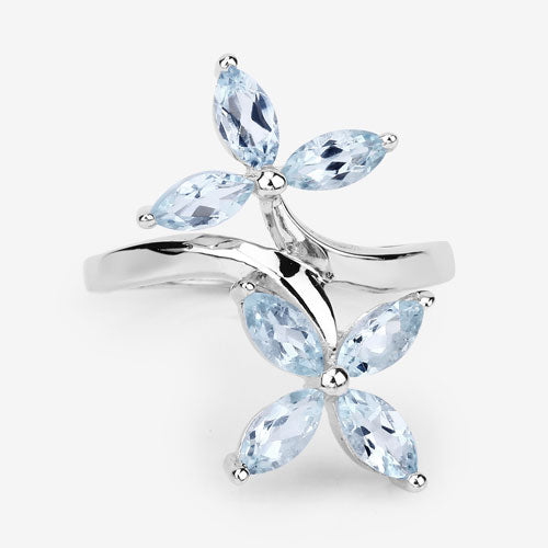 1.54 Carat Genuine Aquamarine .925 Sterling Silver Ring  DestGlow