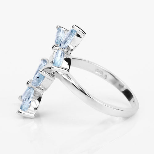 1.54 Carat Genuine Aquamarine .925 Sterling Silver Ring  DestGlow