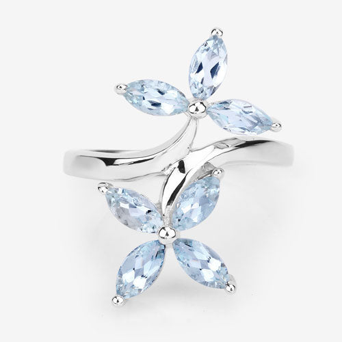 1.54 Carat Genuine Aquamarine .925 Sterling Silver Ring  DestGlow