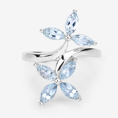1.54 Carat Genuine Aquamarine .925 Sterling Silver Ring  DestGlow