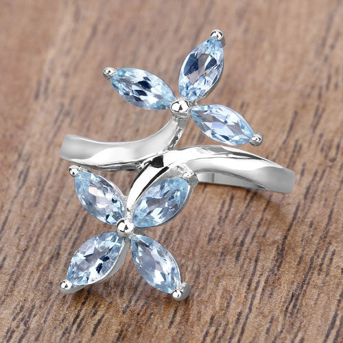 1.54 Carat Genuine Aquamarine .925 Sterling Silver Ring  DestGlow
