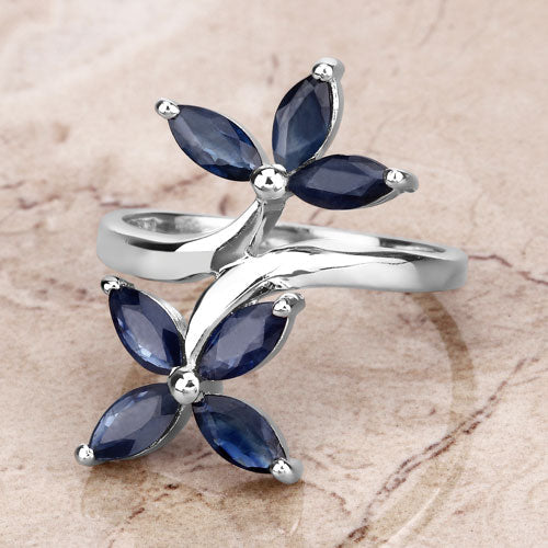 1.75 Carat Genuine Blue Sapphire .925 Sterling Silver Ring  DestGlow