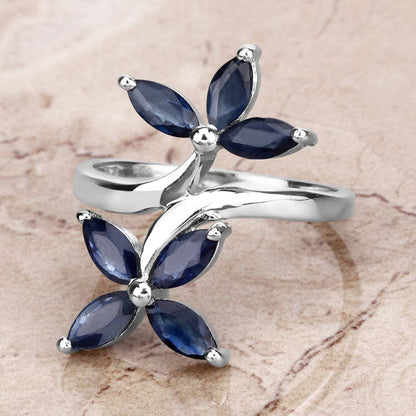 1.75 Carat Genuine Blue Sapphire .925 Sterling Silver Ring  DestGlow