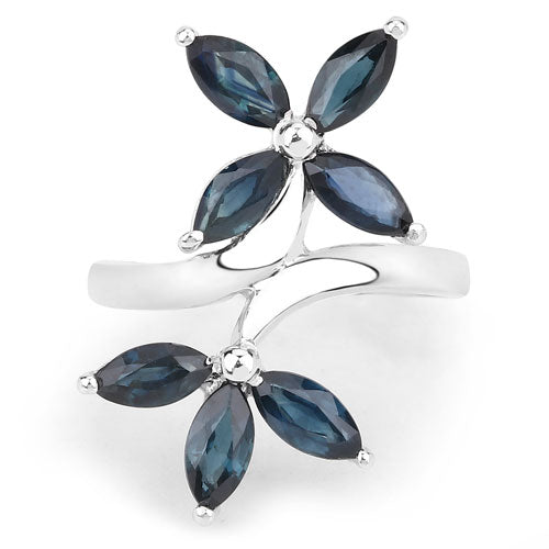 1.75 Carat Genuine Blue Sapphire .925 Sterling Silver Ring  DestGlow
