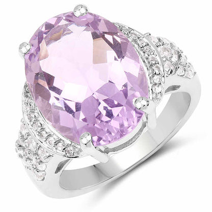 8.98 Carat Genuine Amethyst &amp; White Topaz .925 Sterling Silver Ring by Bids.com