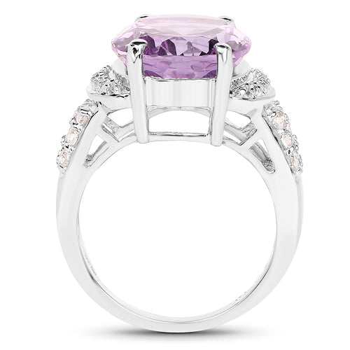 8.98 Carat Genuine Amethyst &amp; White Topaz .925 Sterling Silver Ring by Bids.com