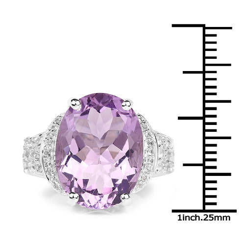 8.98 Carat Genuine Amethyst &amp; White Topaz .925 Sterling Silver Ring by Bids.com