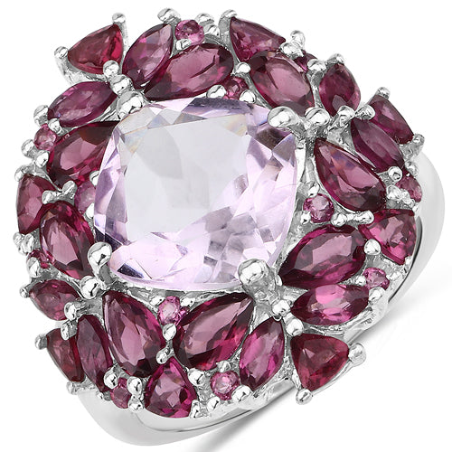 8.19 Carat Genuine Pink Amethyst and Rhodolite .925 Sterling Silver Ring by Bids.com