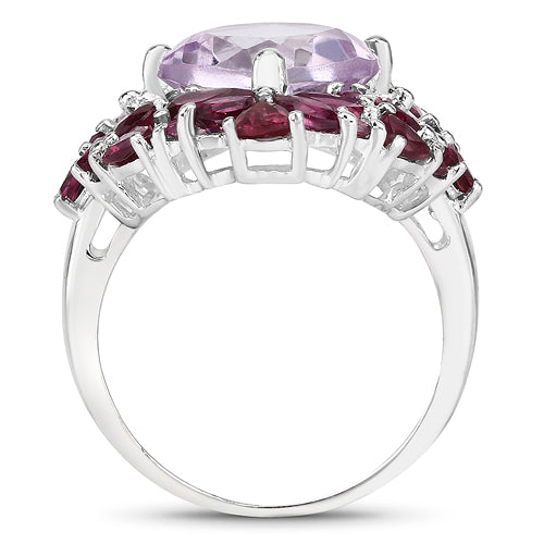 8.19 Carat Genuine Pink Amethyst and Rhodolite .925 Sterling Silver Ring by Bids.com
