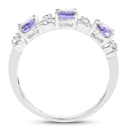 1.40 Carat Genuine Tanzanite and White Topaz .925 Sterling Silver Ring  DestGlow
