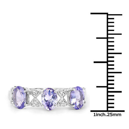 1.40 Carat Genuine Tanzanite and White Topaz .925 Sterling Silver Ring  DestGlow