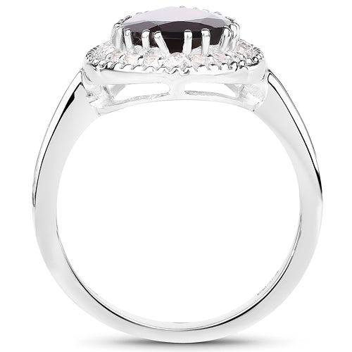 3.94 Carat Genuine Garnet &amp; White Topaz .925 Sterling Silver Ring  DestGlow