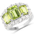 6.00 Carat Genuine Peridot and White Topaz .925 Sterling Silver Ring by Bids.com