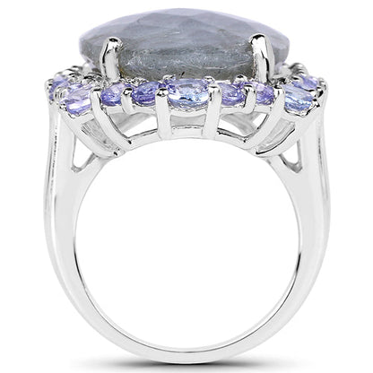 13.99 Carat Genuine Labradorite and Tanzanite .925 Sterling Silver Ring by Bids.com