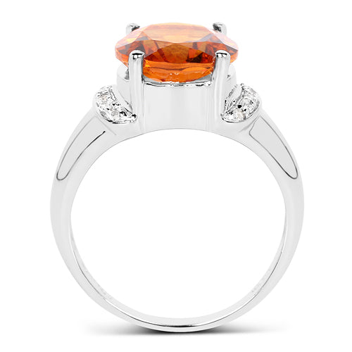 3.94 Carat Genuine Madeira Citrine &amp; White Topaz .925 Sterling Silver Ring by Bids.com