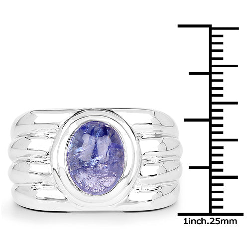3.55 Carat Genuine Tanzanite .925 Sterling Silver Ring by Bids.com