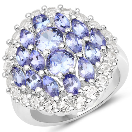 4.72 Carat Genuine Tanzanite and White Topaz .925 Sterling Silver Ring by Bids.com