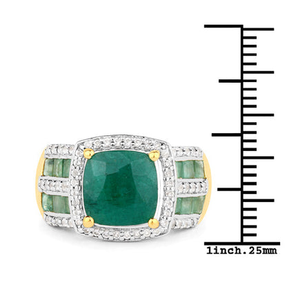 3.75 Carat Dyed Emerald, Emerald and White Topaz .925 Sterling Silver Ring  DestGlow