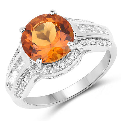 2.81 Carat Genuine Citrine and White Topaz .925 Sterling Silver Ring by Bids.com