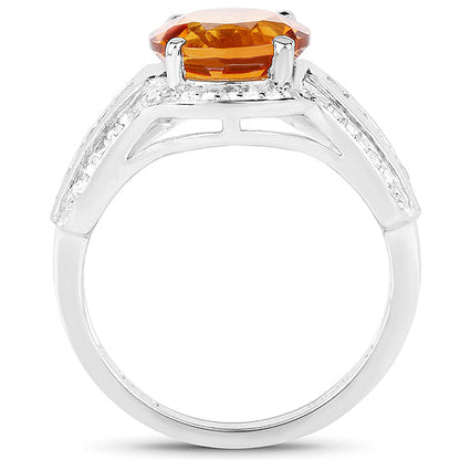 2.81 Carat Genuine Citrine and White Topaz .925 Sterling Silver Ring by Bids.com
