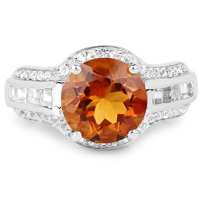 2.81 Carat Genuine Citrine and White Topaz .925 Sterling Silver Ring by Bids.com