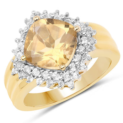 14K Yellow Gold Plated 3.58 Carat Genuine Citrine &amp; White Topaz .925 Sterling Silver Ring by Bids.com