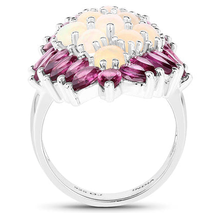 8.37 Carat Genuine Opal &amp; Rhodolite .925 Sterling Silver Ring by Bids.com
