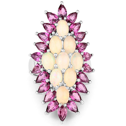 8.37 Carat Genuine Opal &amp; Rhodolite .925 Sterling Silver Ring by Bids.com