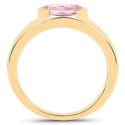 14K Yellow Gold Plated 2.40 Carat Genuine Kunzite .925 Sterling Silver Ring by Bids.com
