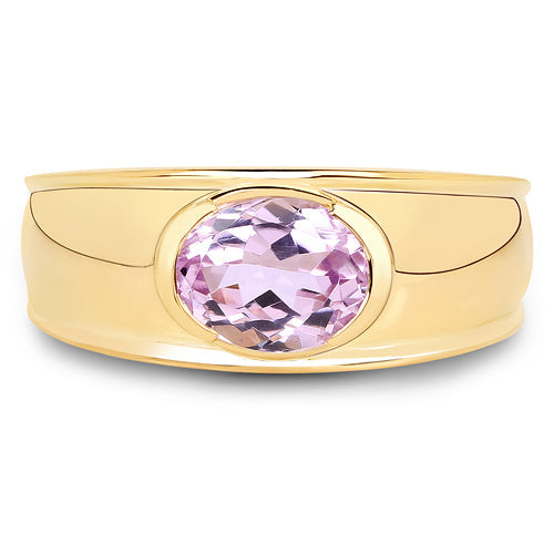 14K Yellow Gold Plated 2.40 Carat Genuine Kunzite .925 Sterling Silver Ring by Bids.com