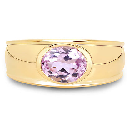 14K Yellow Gold Plated 2.40 Carat Genuine Kunzite .925 Sterling Silver Ring by Bids.com