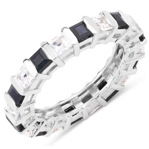 3.60 Carat Genuine Blue Sapphire and White Topaz .925 Sterling Silver Ring by Bids.com