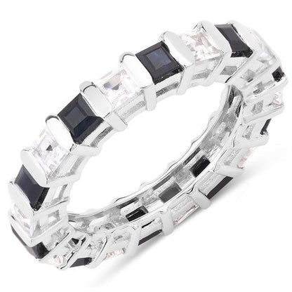 3.60 Carat Genuine Blue Sapphire and White Topaz .925 Sterling Silver Ring by Bids.com