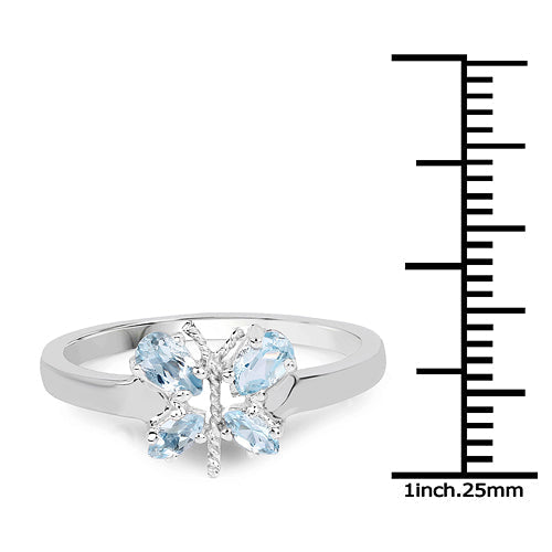 0.68 Carat Genuine Blue Topaz .925 Sterling Silver Ring  DestGlow