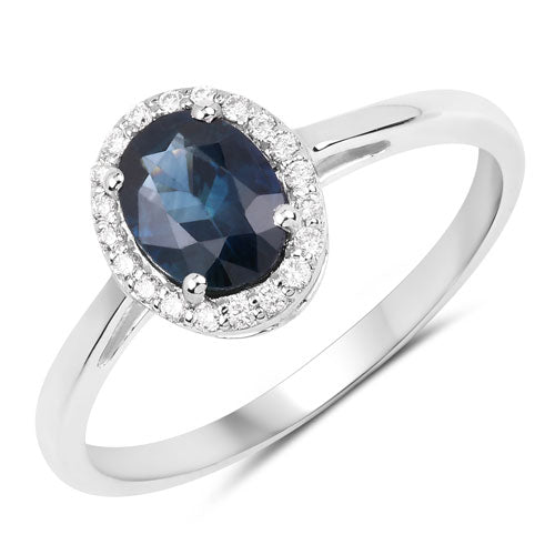 1.21 Carat Genuine Blue Sapphire and White Diamond 14K White Gold Ring by Bids.com
