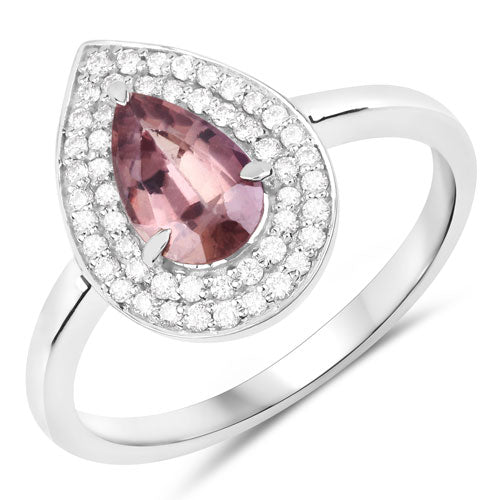 1.28 Carat Genuine Brownish Pink Sapphire and White Diamond 14K White Gold Ring by Bids.com