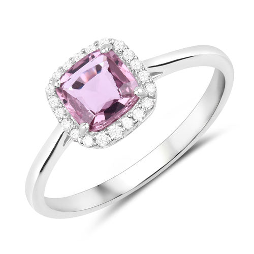 0.97 Carat Genuine Pink Sapphire and White Diamond 14K White Gold Ring by Bids.com