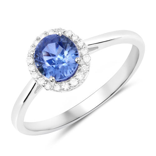 1.27 Carat Genuine Blue Sapphire and White Diamond 14K White Gold Ring by Bids.com