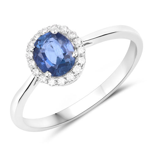 1.06 Carat Genuine Blue Sapphire and White Diamond 14K White Gold Ring by Bids.com