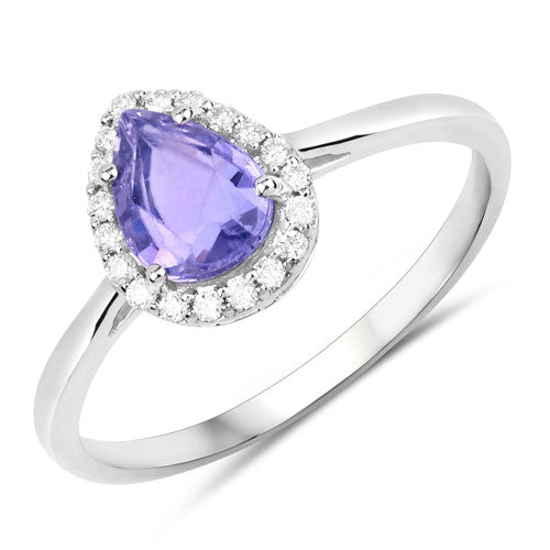 1.23 Carat Genuine Purple Pink Sapphire and White Diamond 14K White Gold Ring by Bids.com