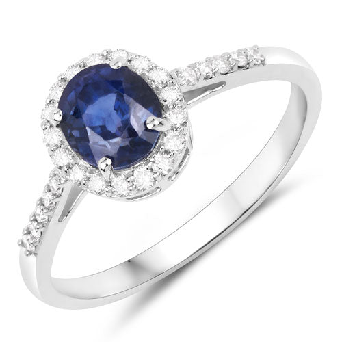 1.60 Carat Genuine Purple Blue Sapphire and White Diamond 14K White Gold Ring by Bids.com