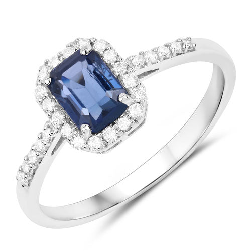 1.29 Carat Genuine Blue Sapphire and White Diamond 14K White Gold Ring by Bids.com