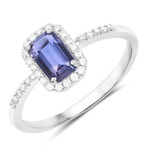 1.01 Carat Genuine Purple Blue Sapphire and White Diamond 14K White Gold Ring by Bids.com