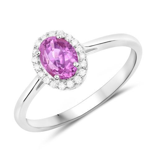 1.83 Carat Genuine Pink Sapphire and White Diamond 14K White Gold Ring by Bids.com