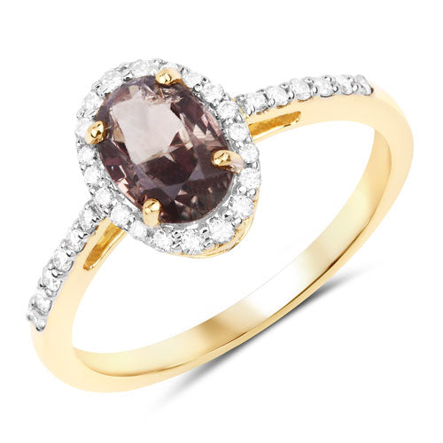 1.68 Carat Genuine Brownish Pink Sapphire and White Diamond 14K Yellow Gold Ring by Bids.com