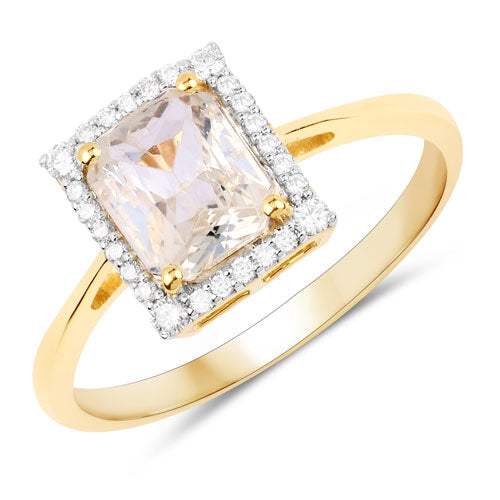 1.63 Carat Genuine White Sapphire and White Diamond 14K Yellow Gold Ring by Bids.com