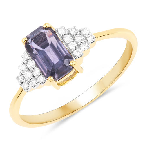 1.31 Carat Genuine Brownish Purple Sapphire and White Diamond 14K Yellow Gold Ring by Bids.com
