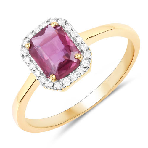1.30 Carat Genuine Pink Sapphire and White Diamond 14K Yellow Gold Ring by Bids.com